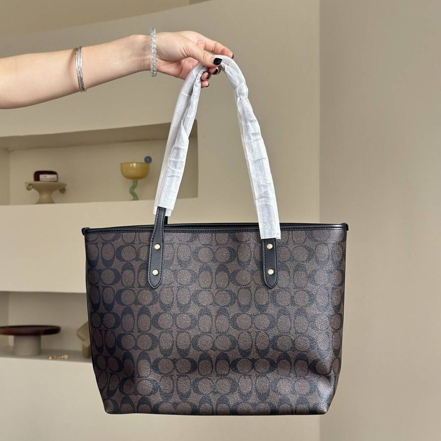 Black Friday Specials tote bag Designer Bag Shoulder Bag Handbag City Classic Brown and Black Bag Classic coated monogram canvas Smooth leather trim Bag Commuter Bag - 8 of 9