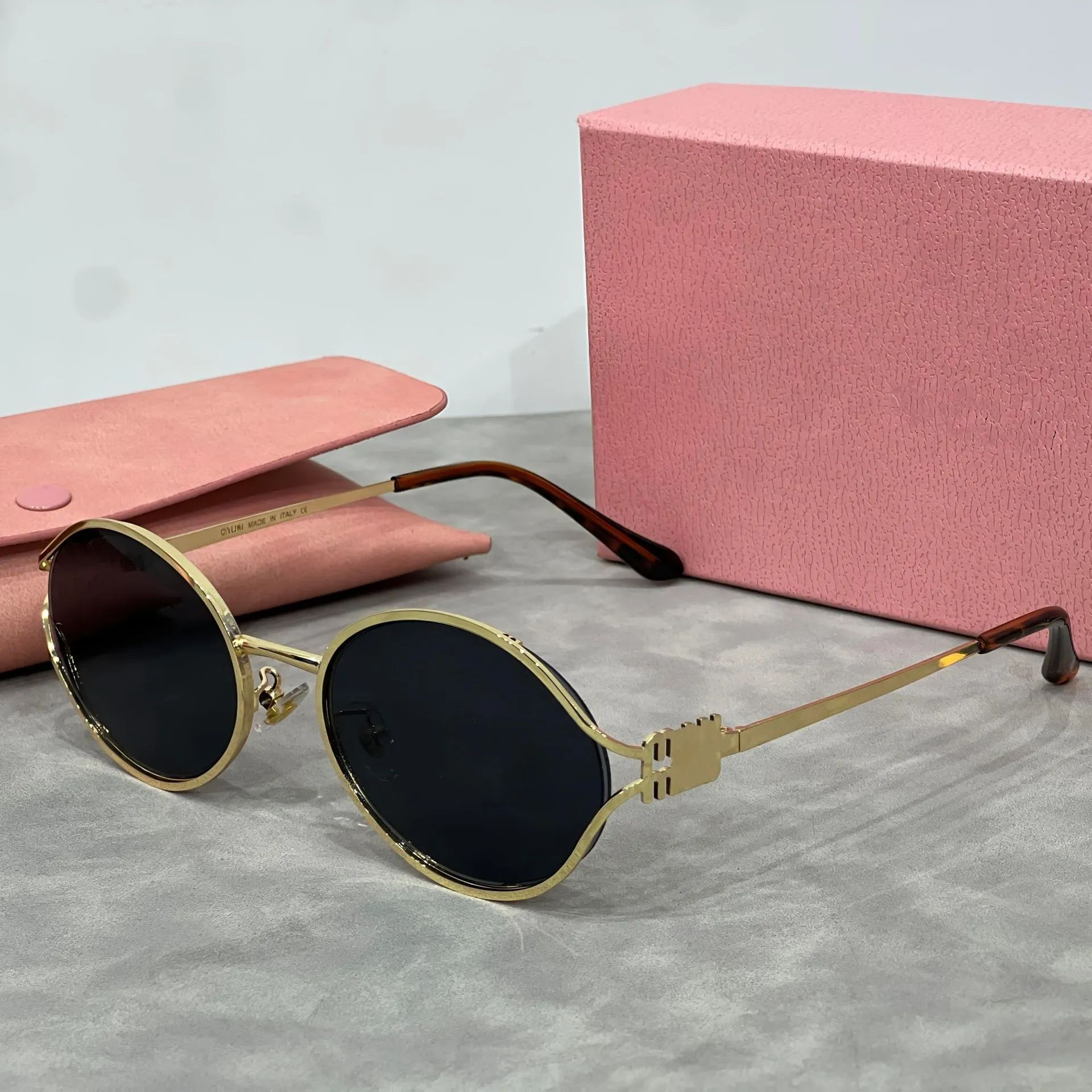 MU Classic Sunglasses Women HOT Designer Fashion Retro Eyewear Outdoor Beach Leisure Style Goggles UV400 Anti-Ultraviolet Metal Oval Full Frame Random Box High mm - 2 of 5