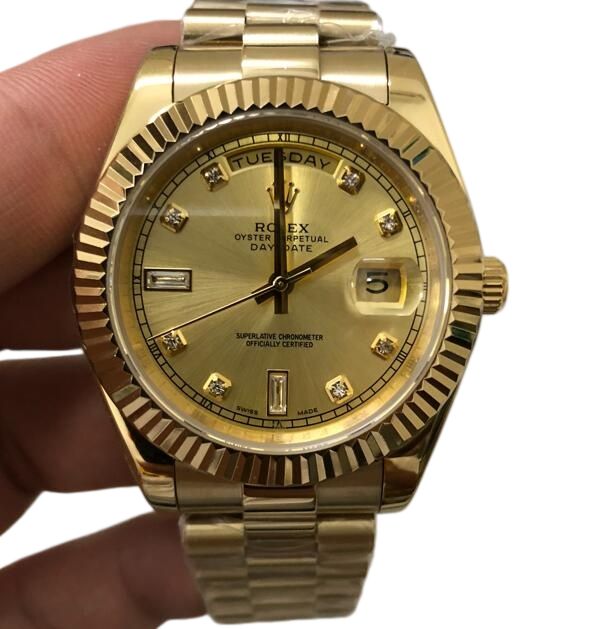 U1 Rolex Day Date 40MM Yellow Gold Case Automatic Stainless Steel Watch Bezel Men's Watch Sapphire Glass Case New - 6 of 8