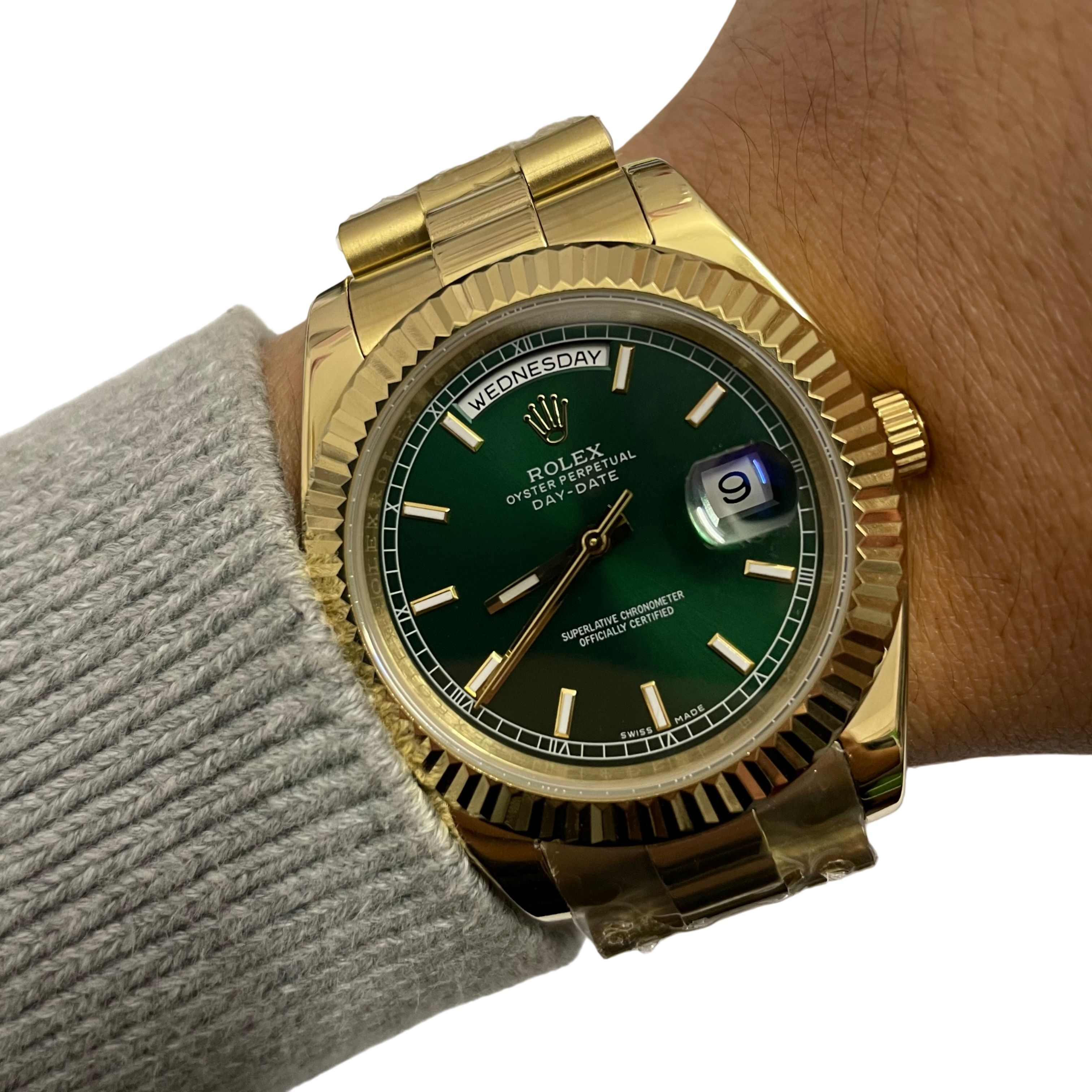 U1 Rolex Day Date 40MM Yellow Gold Case Automatic Stainless Steel Watch Bezel Men's Watch Sapphire Glass Case New - 8 of 8