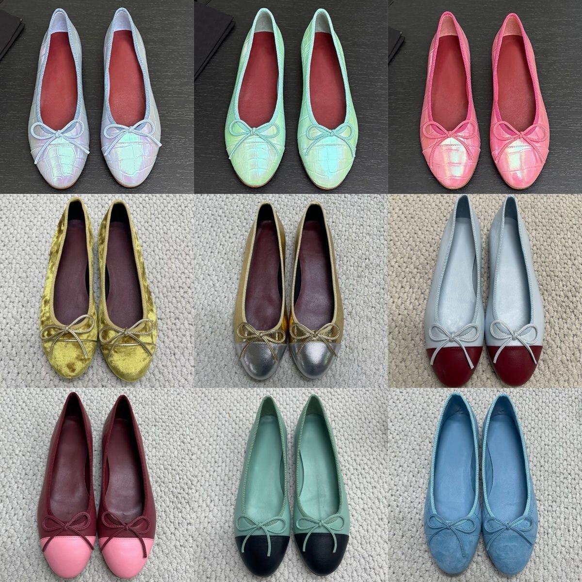 26 Womens Designer Shoes Ballet Flats Loafers colorful suede leather Mesh Dress Shoes Dolly Ballerine Flat Fashion Bow Sandals Slides Bridal Wedding Shoes 1205 891 - 1 of 8