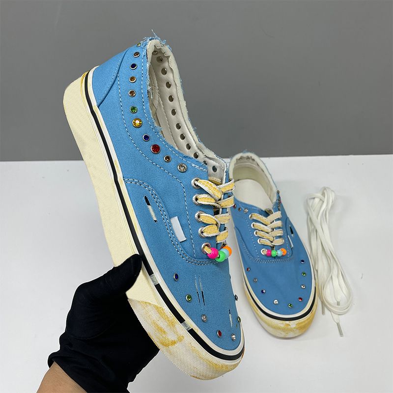 Luxury Pearlized Canvas Shoes New Sneakers For Men Women Pearl Trainers Vintage Sports Casual Shoes Lace Up Walking Shoe 1083 - 4 of 9