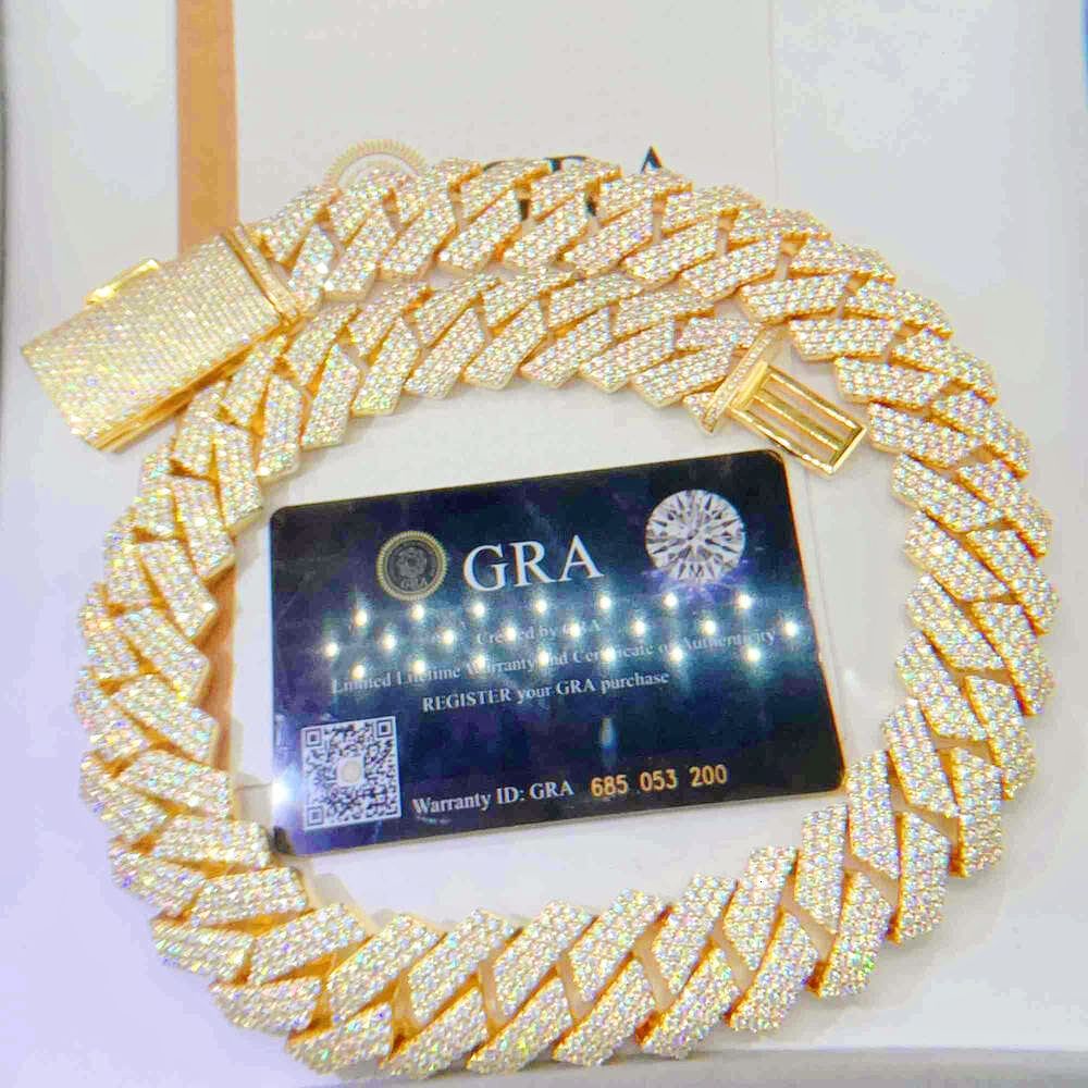 Necklace Moissanite designer chain silver gold rose gold iced out chain pass diamond tester pendant 925 Sterling Vvs cuban link chain - 3 of 9