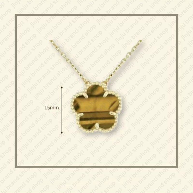 necklace designer for women Classic 15MM necklace clover stainless steel jewlery mother of pearl diamonds flower pendant necklace designer jewelry women gift box - 7 of 9
