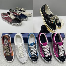 Pink Blue Eu45 New Luxury Canvas Walking Shoes Sneakers For Men Women Pearl Trainers Vintage Sports Casual Shoes Lace-Up Shoe 1083 - djzhucl