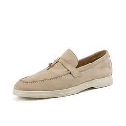 Casual Shoes Men's Walking Driving Unisex All Genuine Leather Loafer Sheepskin Suede Flat Women's Large - djzhucl
