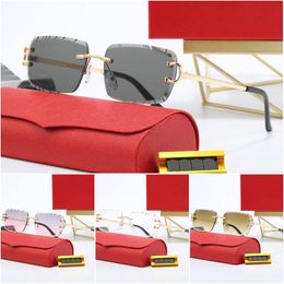 Designer Sunglasses Sports Mens Women Gold and Silver Frameless Metal Round Oval Optical Frame Black Grey Blue Transparent Lens Sun Eyewear Fashion Glasses - djzhucl