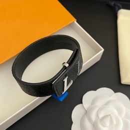 Luxury Men Leather Bracelet Bangle Black With Womens Birthday Gifts Bangle Hand Jewelry Christmas Fashion Style Gift Bracelet - djzhucl