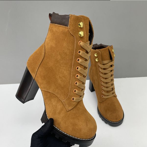 Suede Star Trail Boots Designer Women Boots Leather High Heels Winter Martin Boot Womens Ankle Booties Vintage Style 013 - Shoes & Accessories - djzhucl
