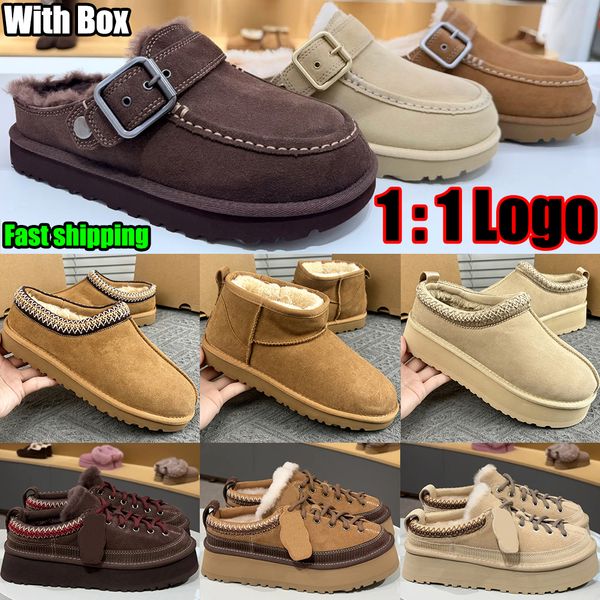 Designer Shoe Goldenstar Evelina Clog Slippers Women Men Tasman Slides Bailey Bow Tazz Boots Suede Furry Lined Buckle Strap Fall Driftwood Chestnut Sand Winter Shoe - Shoes & Accessories - djzhucl