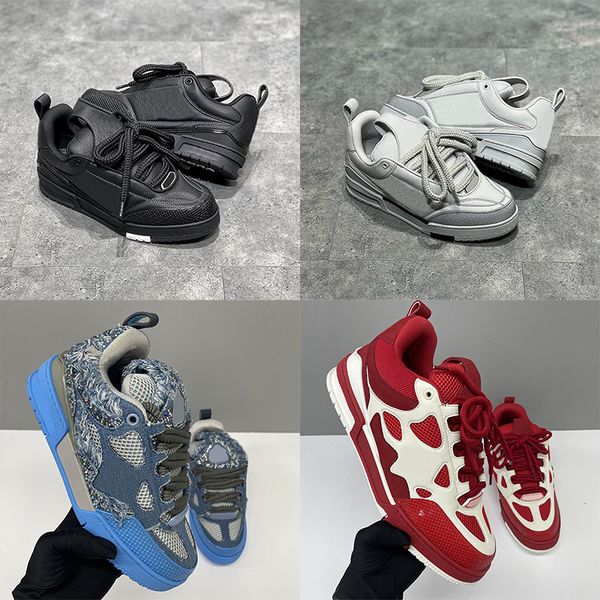 Top Quality Designer Men Women Low Top Skate Classic Sneakers Patchwork Leather Mesh Rhinestone Platform Casual Walking Lace Up Fashion Trainer Shoes EU36-47 - Shoes & Accessories - djzhucl