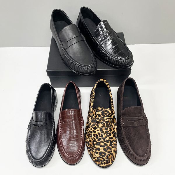 10A Designer Pleated Penny Loafers For Men Women Genuine Leather Le Loafer Mules Slippers Creased Suede Flat Shoes Large Size EU47 Dress Shoes 1137 - Shoes & Accessories - djzhucl
