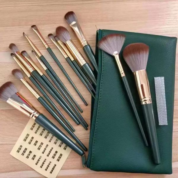 Elegant Makeup Brush Collection Featuring Soft Wool Fibers & Sleek Metallic Design - Health & Beauty - djzhucl