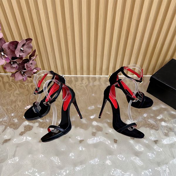 Designer Fashion Women Pointed Toe Dagger Stiletto Sandals Open Heel Suede High Heels Summer Open Heel High Heels 998 - Shoes & Accessories - djzhucl
