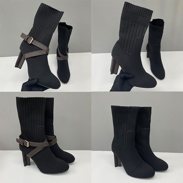 Designer Women Sock Boots Silhouette Ankle Boot Black Martin Booties Stretch High Heel Boots Over The Knee Boots Winter Canvas Cowboy Boots Thick Letter Shoes 50 - Shoes & Accessories - djzhucl