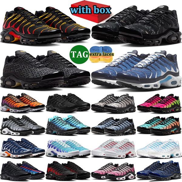 with box tn tns plus sneakers men women designer running shoes durable trainers outdoor comfortable sports shoe Triple Black White Grey Midnight Navy - Shoes & Accessories - djzhucl