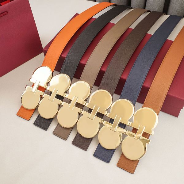 Mens Woman Belt Luxury Genuine Leather Belts Golden Silver Smooth Buckle 3.5cm 3.8cm Width Man Woman Waistband Lychee Texture 16 Model Optional Waist Girdle - Fashion Collection - djzhucl