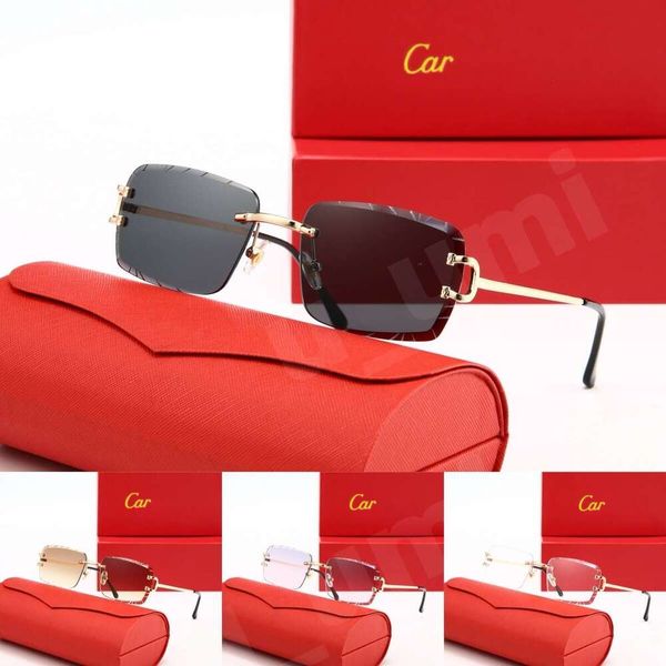 Luxury Designer Sunglasses Panthere Santos Rimless Metal Frame Titanium Gold Tone Leopard Claw Detail UV400 Protection Fashion Eyewear For Men Women With Box - Fashion Accessories - djzhucl