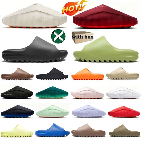 Free Shipping Designer slides for men slippers 001 onyx Bone Azure Flax Pure Ochre glow green Resin Soot womens sandals solid slide slipper sandal - Shoes & Accessories - djzhucl