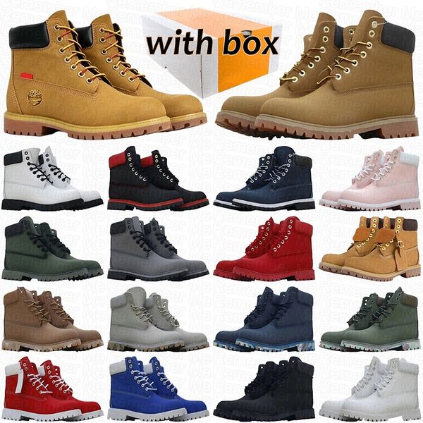With Box Designer Boots Cowboy White Black Blue Pink Hiking Ankle Booties Men Women Winter Shoes tan bottom Platform Half Boot - Shoes & Accessories - djzhucl