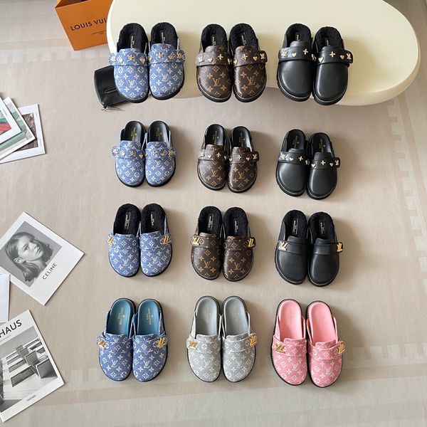 Louis Vuitton Cosy comfort Mule Clogs For Women Fleece Lined Warm Backless Platform Slides Non Slip Casual Autumn Winter Indoor Outdoor Slippers Multiple colors - Shoes & Accessories - djzhucl