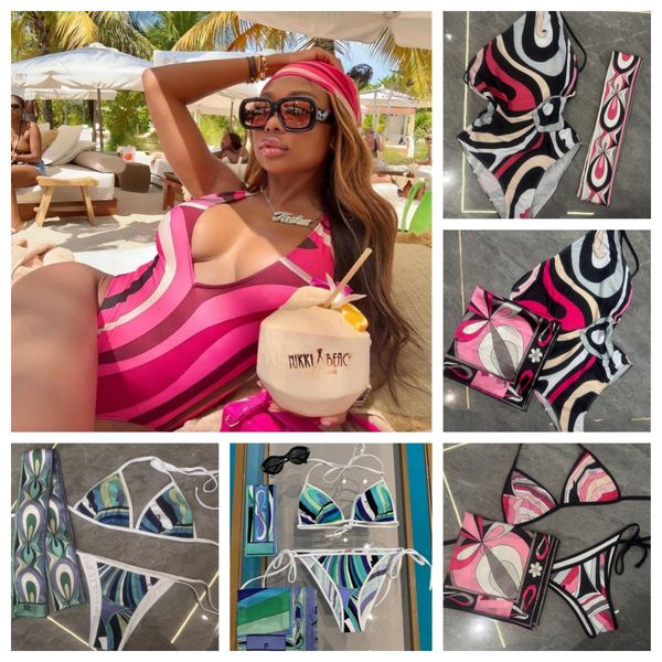 Women's Bikini Swimsuit Colorful Split V Neck 3 Piece Set With Scarf Skirt Sexy Designer Beachwear For Vacation Bathing Suits - Apparel - djzhucl