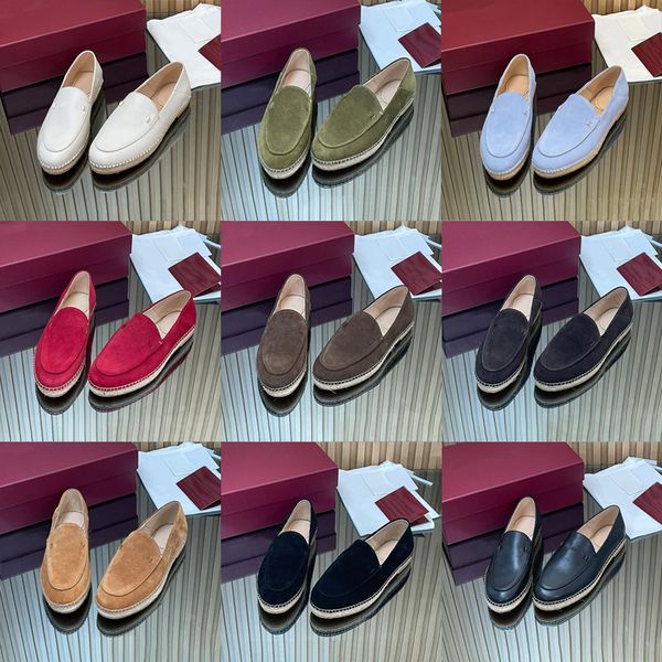 2026 New Women's Chic Espadrille Flats Designer Loafers Straw Woven Slip-On Slippers Soft Suede Leather Casual Summer Shoes 1034 - Shoes & Accessories - djzhucl