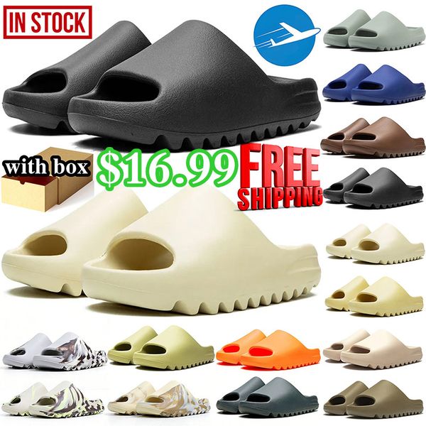 free shipping with box designer mens womens slides slippers sandals desert sand Bone Resin Slate Grey Glow Green slide sandal shoes summer - Shoes & Accessories - djzhucl