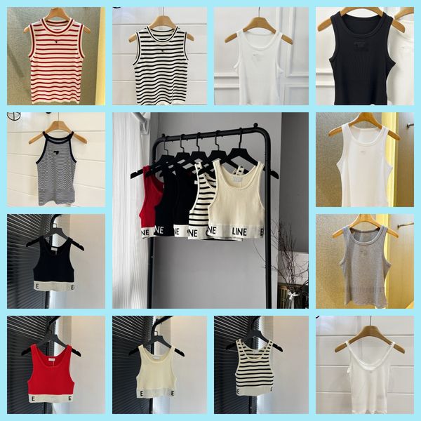 Women's T Shirts Women Tank Top Womens Designer Shirt Black White Strip Letter Summer Short Sleeve Ladies Clothing Size S-L Camis Tops Femme - Apparel - djzhucl