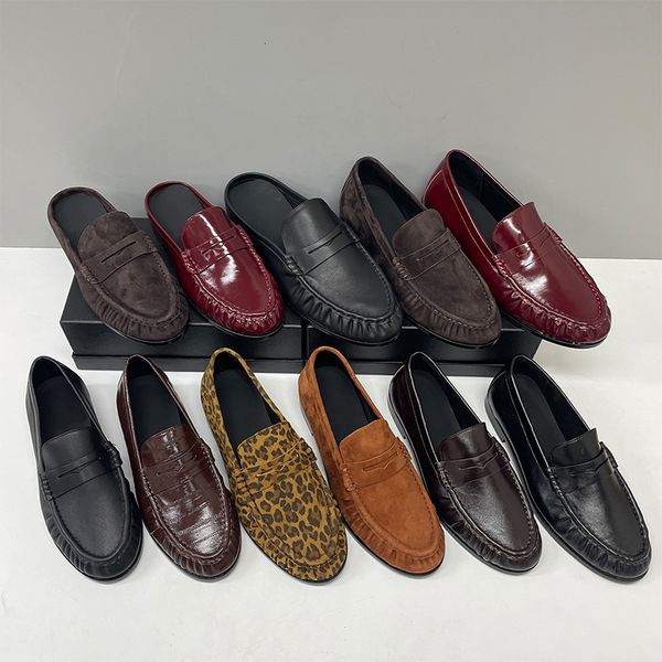 Top Quality Ruched Penny Loafers Le Loafers Backless Mules Designer Men Women Creased Real Leather Suede Slip On Flat Dress Shoe Classic Daily Street Shoe Size EU35-47 - Fashion Collection - djzhucl