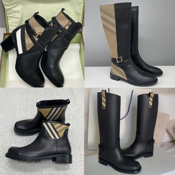 designer boots check leather ankle boots women martin boots over the knee high boots low heel real leather warm booties snow shoes winter boots high heel boots 633 - Shoes & Accessories - djzhucl