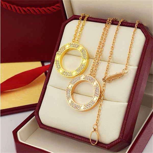Luxury Designer Necklace Diamond Screw Love Necklaces For Men Cool Aesthetic Double Hoop Cjeweler Chains Woman Pendant Necklaces Ladies jewlery designer for women - Jewelry - djzhucl