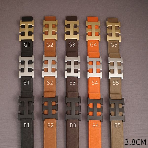 Casual Man Belt Designer Belts Real Leather Width 3.8CM Smooth Buckle Reversible for Woman Classic Gold Sliver Black Color - Fashion Accessories - djzhucl