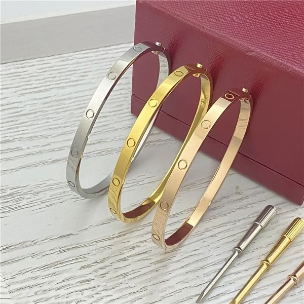 4mm 6mm love Bangles ring Titanium Steel Bracelet with ZC Stone Screwdriver C Bracelets for Women Men Lover with Gift Box DUST BAG S12103 - Fashion Accessories - djzhucl