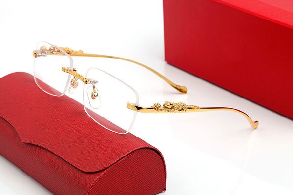 Fashion Designer Sunglasses For Women Vintage Mens Buffalo Horn Glasses Panther Gold Silver Metal Legs Rimless Sunglass Mens Travel Tour Eyeglasses Lunettes gafas - Fashion Accessories - djzhucl