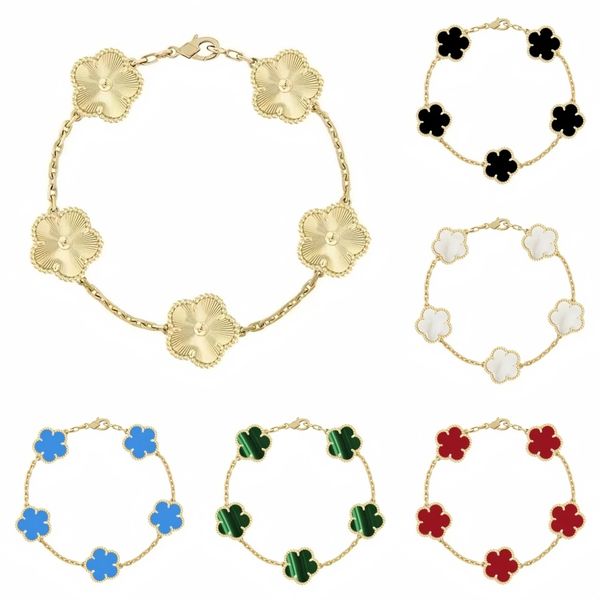 have 5 flower bracelet designer jewelry women bangle classic wedding gift white mother-of-pearl diamond bracelet fashion charm 18K gold plated 4 leaf clover bracelet - Jewelry - djzhucl