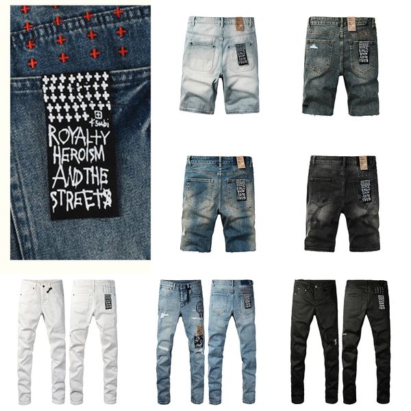 designer KSUBI jeans for mens jean ksubi short pants men trends distressed black ripped biker slim fit motorcycle sweatpants - Apparel - djzhucl