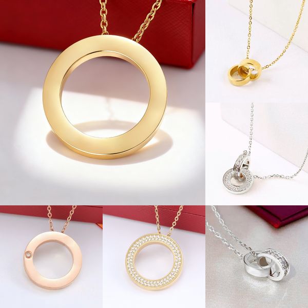 love necklace luxury jewelry designer necklace for woman circle pendant necklace with diamond 45cm screw necklace cross stone stainless steel necklace womens gift - Jewelry - djzhucl