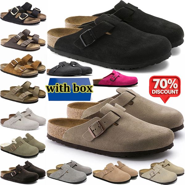 free shipping with box designer slippers men women clogs suede leather mules mens stylish slides outdoor comfortable sandals black brown sand grey shoes - Shoes & Accessories - djzhucl